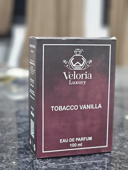 ‘TOBACCO VANILLA’ by ‘VELORIA LUXURY’ is an opulent, warm and iconic fragrance.It blends the Rich smoky notes of Tonacco leaf with the sweet, creamy essence of vanilla. The fragrance features spicy notes.