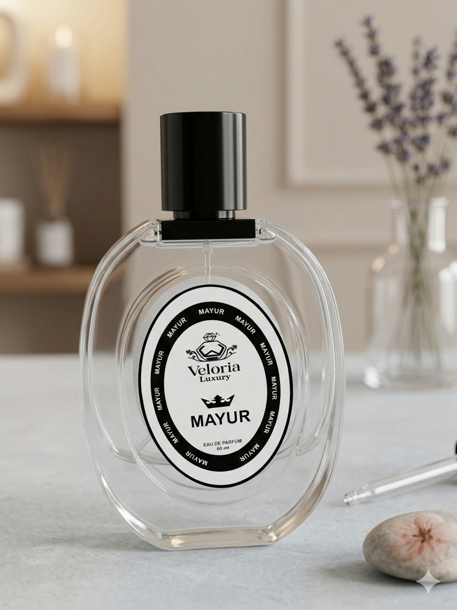 ‘MAYUR’ by ‘VELORIA LUXURY’ is a unisex woody fragrance, inspired by the sacred Sandalwood. The Scent aims to evoke the memory of childhood with a focus on th