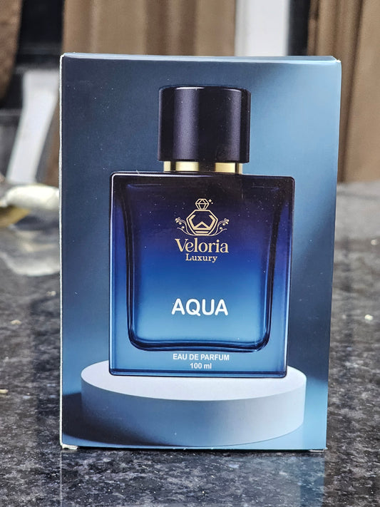 ‘AQUA’ by ‘VELORIA LUXURY’ is an aeromatic aquatic fragrance for Men. This fragrance aims to capture the freashness and strength of the ocean with its aquatic notes.