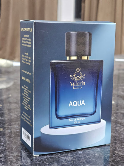 ‘AQUA’ by ‘VELORIA LUXURY’ is an aeromatic aquatic fragrance for Men. This fragrance aims to capture the freashness and strength of the ocean with its aquatic notes.