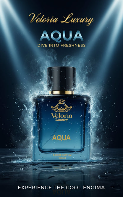 ‘AQUA’ by ‘VELORIA LUXURY’ is an aeromatic aquatic fragrance for Men. This fragrance aims to capture the freashness and strength of the ocean with its aquatic notes.