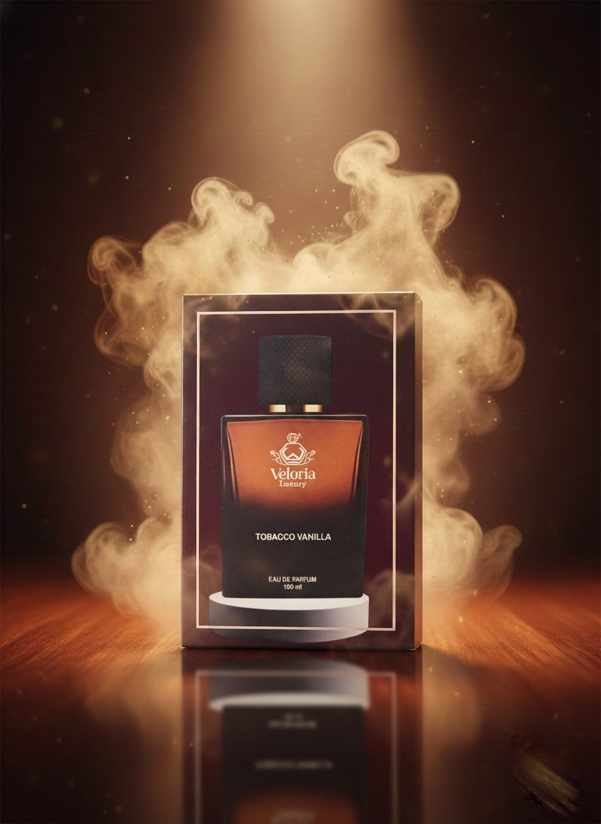 ‘TOBACCO VANILLA’ by ‘VELORIA LUXURY’ is an opulent, warm and iconic fragrance.It blends the Rich smoky notes of Tonacco leaf with the sweet, creamy essence of vanilla. The fragrance  features spicy notes.