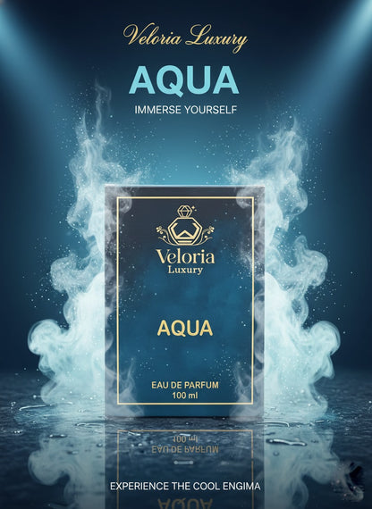 ‘AQUA’ by ‘VELORIA LUXURY’ is an aeromatic aquatic fragrance for Men. This fragrance aims to capture the freashness and strength of the ocean with its aquatic notes.